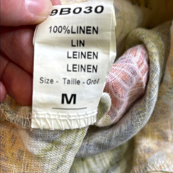 Floral 100% Linen Made in Italy Yellow and Pink Oversized Tunic Dress - Picture 6 of 8